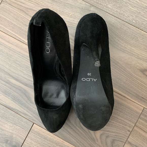Aldo Black Suede Platform Heels - Picture 6 of 6